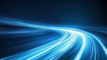 Abstract Blue and White Light Trails Swirling on a Dark Background