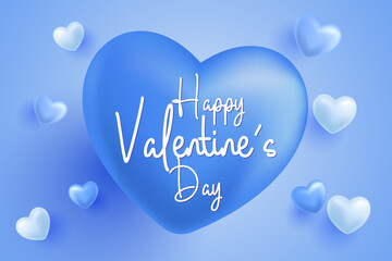 happy valentines day vector template illustration with heart love 3d icon