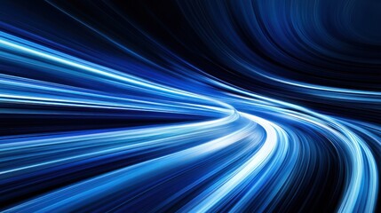 Abstract Blue Swirling Light Trails