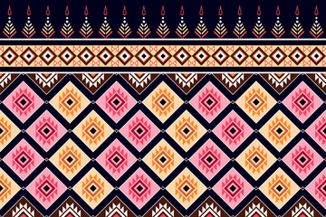 Ethnic geometric pattern pattern pattern. Vibrant tribal aztec design. Colorful native american motif. Abstract bohemian background. Seamless ornamental texture. Trendy fabric print. Boho chic style. 