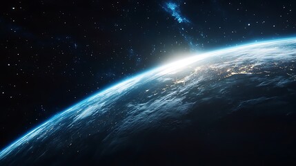 Obraz premium Celestial Glow: Earth's Brilliant Aura in Deep Space