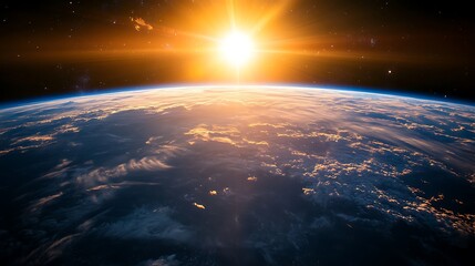 Fototapeta premium Captivating View of Earth from the International Space Station Showing Detailed Surface and Glowing Atmosphere in Vast Space