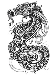 Fototapeta premium Loch Ness head very simple traditional tattoo flash styles illustration
