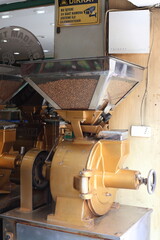 roasted coffee bean grinder in a shop