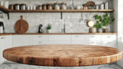 Wooden Tabletop in a Modern Kitchen