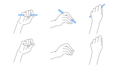 細長いものを持つ手のイラスト1　モノクロ