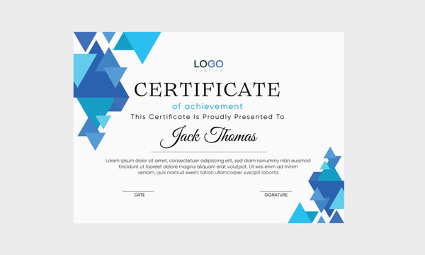 custom printable geometric appreciation certificate. printable certificate vector