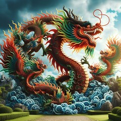 Obraz premium Chinese dragon nature art representation.