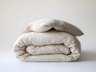 Cozy Oversized Earthy Toned Duvet Showcasing Sumptuous Tactile Qualities on Uncluttered White Background