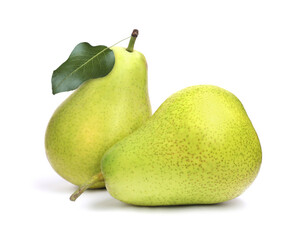 Two fresh ripe pears isolated on white