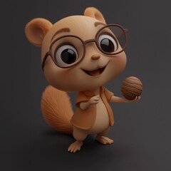 Fototapeta premium Cute Cartoon Squirrel Holding a Nut