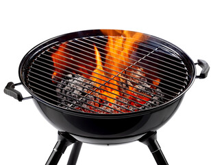 On PNG, empty circular grills with coal and fire are isolated.