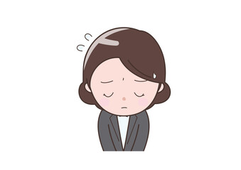 頭を下げてお詫びしているビジネスウーマン
