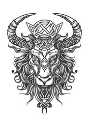 Fototapeta premium Minotaur head very simple traditional tattoo flash styles illustration