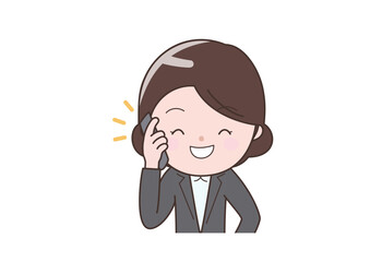 スマホで電話をしているビジネスウーマン