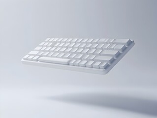 Meticulously Rendered Floating Keyboard on Pristine White Background