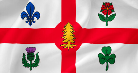 Wavy flag of the Canadian city of Montreal. Canada day concept