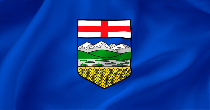 Wavy flag of the Canadian province of Alberta. Canada day concept