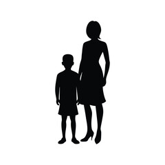 women and boy silhouette