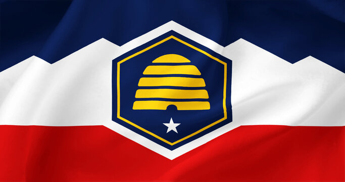 Wavy flag of the American state of Utah. The concept of Independence Day in the USA