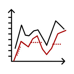 Obraz premium Dynamic growth chart with fluctuating lines in minimalist style 
