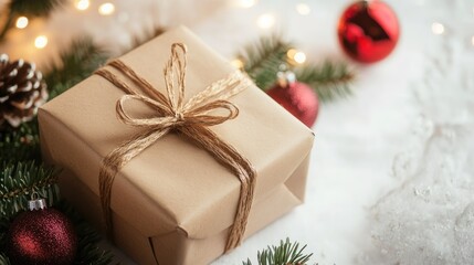 New Year, christmas gift box isolated on white background