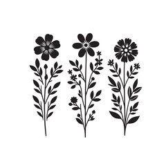 Plants and Flower Silhouette Vector Illustration