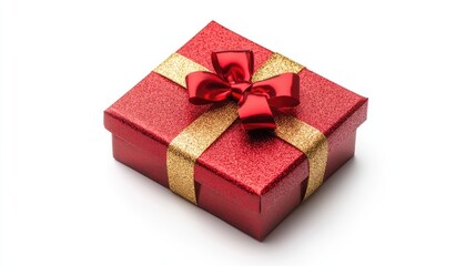 Obraz premium New Year, christmas gift box isolated on white background