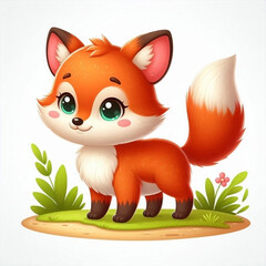 Fototapeta premium Beautiful and Cute Little Fox – Digital Art Created by AI for Sweet Projects