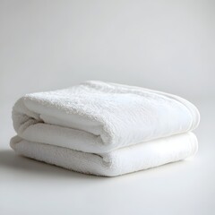 Neatly Folded White Towel on Pristine Background for Wellness and Hygiene Concepts