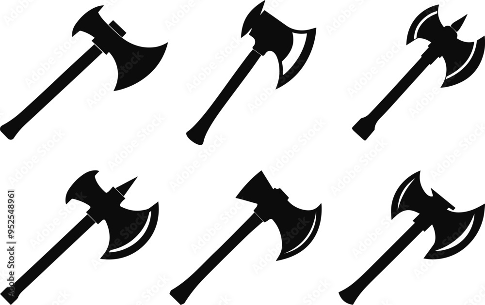 Wall mural set of axe silhouette vector illustration