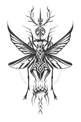 Obraz premium Mosquito very simple traditional tattoo flash styles illustration