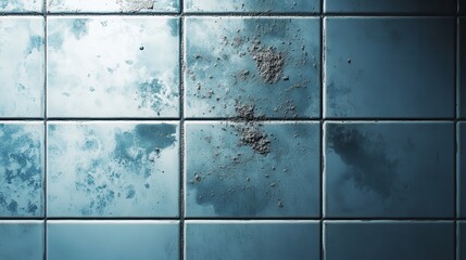 A tile floor with a lot of grime and dirt on it