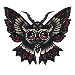 Mothman head very simple traditional tattoo flash styles illustration
