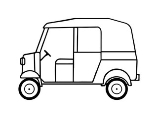 Auto Rickshaw outline vector illustration