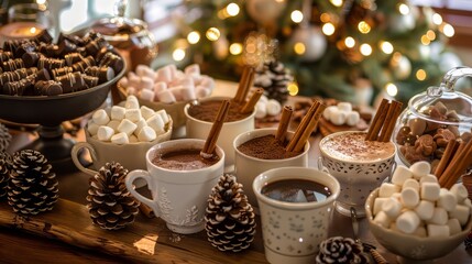 A cozy winter wedding hot drink station