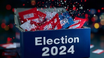 Election 2024 poster with ballot box 