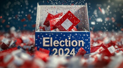 Election 2024 poster with ballot box 