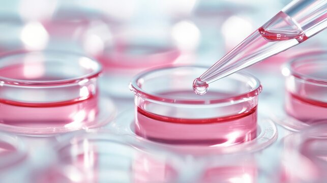 Cells cultured in chemically defined media for reproducibility, controlled environment, biotech research