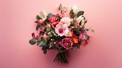 A lush bridal bouquet on colorful background