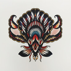 Mussel head very simple traditional tattoo flash styles illustration