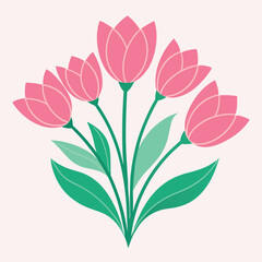 Spring flowers vector pink tulips