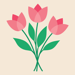 Spring flowers vector pink tulips