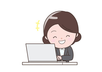 笑っているデスクワークのビジネスウーマン