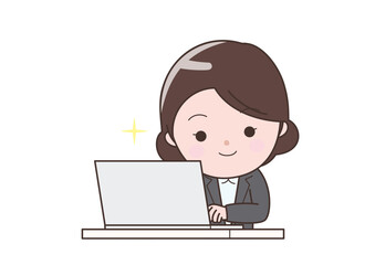 機嫌のいいデスクワークのビジネスウーマン