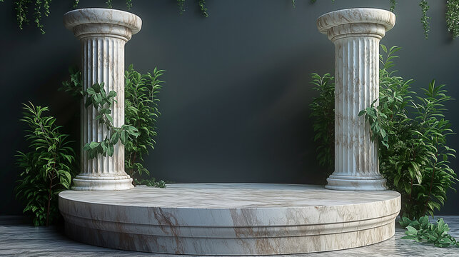 mockup design background modern minimalism antique columns building