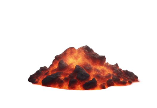 Fire lava podium rock volcano background product magma display 3d scene stone floor Platform lava isolated on transparent background