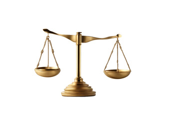 Gold scales of justice isolated on transparent background