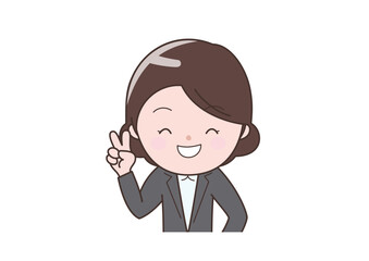 ピースしているビジネスウーマン