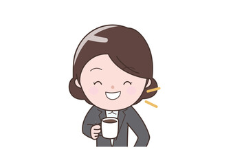 コーヒーを飲んで休憩中のビジネスウーマン